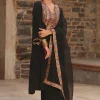 Black Crepe Kurta and Palazzo with Dupatta