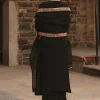 Black Crepe Kurta and Palazzo with Dupatta