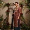 Maroon & Navy Blue Printed Chanderi Sequins Work Kurta with Cotton Sharara and Organza Dupatta (3-Piece Set)